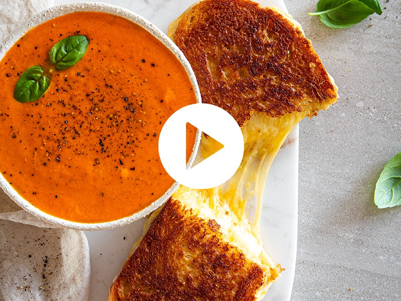 GRILLED CHEESE & ROAST TOMATO SOUP